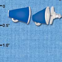 F1265 tlf - Mini Blue Megaphone - Post Earrings (3 Pair per Package)