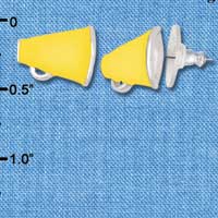 F1266 tlf - Mini Yellow Megaphone - Post Earrings (3 Pair per Package)