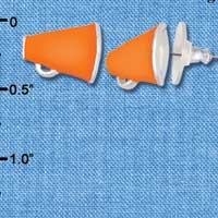 F1267 tlf - Mini Orange Megaphone - Post Earrings (3 Pair per Package)