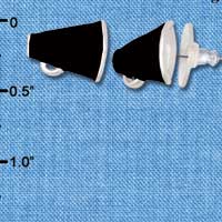 F1270 tlf - Mini Black Megaphone - Post Earrings (3 Pair per Package)