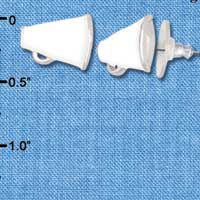 F1272 tlf - Mini White Megaphone - Post Earrings (3 Pair per Package)