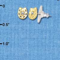 F1275 tlf - Mini Gold Horseshoe with Clear Swarovski Crystal - Post Earrings (3 Pair per Package)