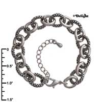 F1328 tlf - Smooth & Braided Link Silver Charm Bracelet (7
