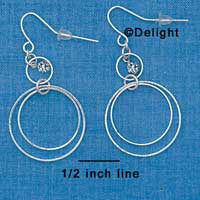 F1329 tlf - Small Loop with Swarovski Crystal & Double Loop - Silver French Wire Earrings (3 pair per package)