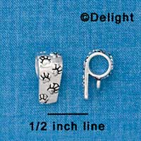 F1337 tlf - Antiqued Paw Prints Pattern - Silver Bail with Loop (6 per package)