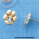 F1339 tlf - Gold Paw with Swarovski Crystal - Post Earrings (3 pair per package)