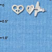 F1343 tlf - Mini Silver Heart Peace Sign - Silver Plated Post Earrings (3 Pair per package)