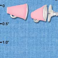 F1346 tlf - Mini Pink Megaphone - Silver Plated Post Earrings (3 Pair per package)