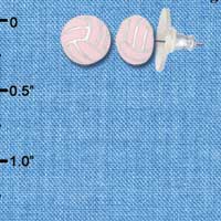 F1349 tlf - Mini Pink Volleyball - Silver Plated Post Earrings (3 Pair per package)