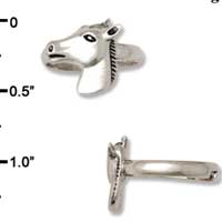 F1381 tlf - Silver Horse Head - Adjustable - Im. Rhodium Ring (6 per package)