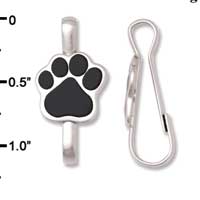 F1386 tlf - Black Paw - Im. Rhodium Plated Lanyard Clip (6 per package)