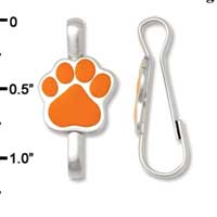 F1387 tlf - Orange Paw - Im. Rhodium Plated Lanyard Clip (6 per package)