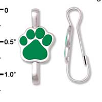 F1389 tlf - Green Paw - Im. Rhodium Plated Lanyard Clip (6 per package)