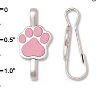 F1393 tlf - Pink Paw - Im. Rhodium Plated Lanyard Clip (6 per package)