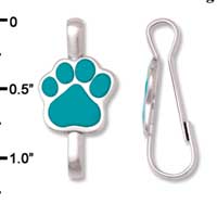 F1394 tlf - Teal Paw - Im. Rhodium Plated Lanyard Clip (6 per package)