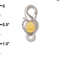 F1405 tlf - Two Tone Peace in Heart - Im. Rhodium and Gold Plated Large Lobster Claw Clasp (6 per package)