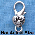 F1406 tlf - Paw in Heart - Im. Rhodium Plated Large Lobster Claw Clasp (6 per package)