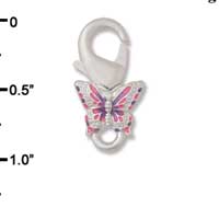 F1412 tlf - Hot Pink Butterfly - Silver Plated Large Lobster Claw Clasp (6 per package)