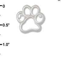 F1417 tlf - Medium Open Paw - Silver Plated Charm Pin (2 per package)
