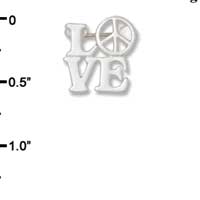 F1441 tlf - Love with Open Peace Sign - Silver Plated Pin (6 per package)