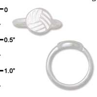 F1443 tlf - Enamel Volleyball - Size 7 - Silver Plated Ring (6 per package)
