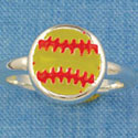 F1449 tlf - Enamel Softball - Size 7 - Silver Plated Ring (6 per package)