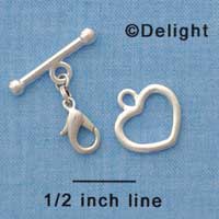 F1450 ctlf - Heart and Bar Toggle Clasp with Lobster Claw - Bracelet Converter  (6 sets per package)