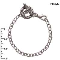 F1490 tlf - Circle Toggle - Im. Rhodium Plated Large Hole Bead Bracelet (2 per package)