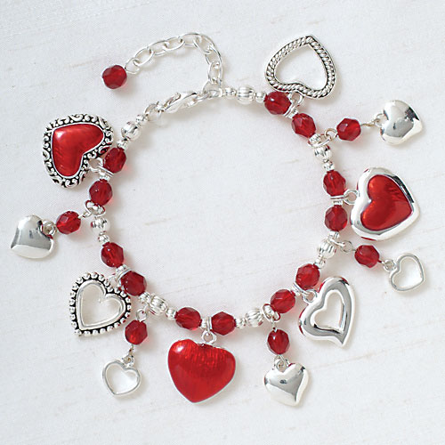 red heart charm bracelet
