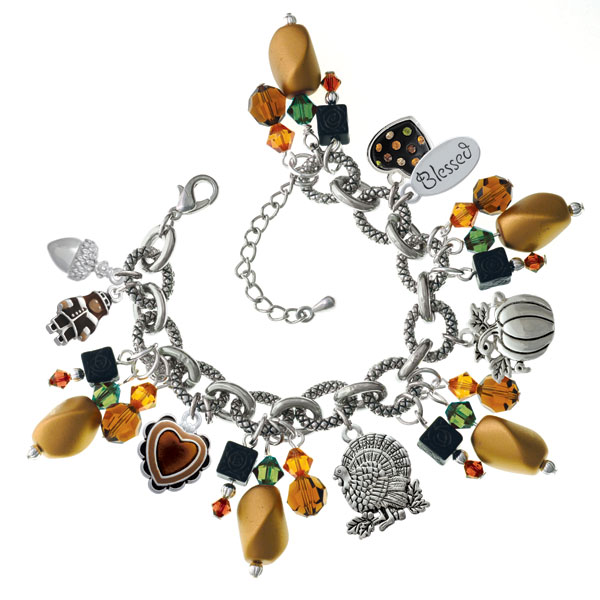 Green & Gold Thanksgiving Day Charm Bracelet