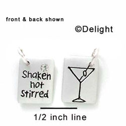 N1038+ - Shaken not Stirred & Martini - Silver Resin Charm (6 charms per package)