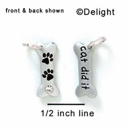 N1046+ - The Cat did It & Paw Prints on a Dog Bone - Silver Resin Charm (6 charms per package)
