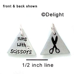 N1050+ - Runs with Scissors & Pair of Scissors - Silver Resin Charm (6 charms per package)