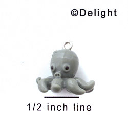 N1074+ tlf - Octopus - 3-D Hand Painted Resin Charm (6 Charms per package)