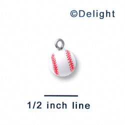 N1076+ tlf - Baseball - 3-D Hand Painted Resin Charm (6 Charms per package)
