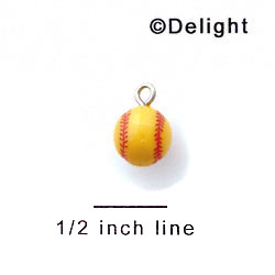 N1079+ tlf - Softball - 3-D Hand Painted Resin Charm (6 Charms per package)