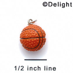 N1081+ tlf - Basketball - 3-D Hand Painted Resin Charm (6 Charms per package)