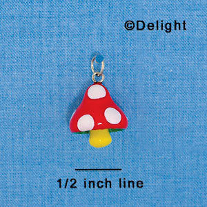 N1083+ tlf - Red Spotted Mushroom - 3-D Hand Painted Resin Charm (6 Charms per package)