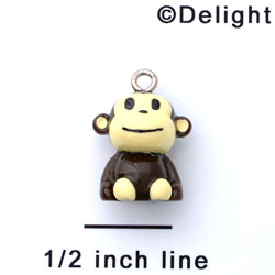 N1087+ tlf - Monkey - 3-D Hand Painted Resin Charm (6 Charms per package) 