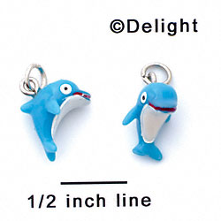 N1089+ tlf - Dolphin - 3-D Hand Painted Resin Charm (6 Charms per package) 