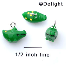 N1090+ tlf - Alligator - 3-D Hand Painted Resin Charm (6 Charms per package) 