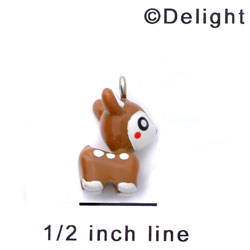 N1091+ tlf - Doe - 3-D Hand Painted Resin Charm (6 Charms per package) 