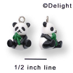 N1101+ tlf - Panda Bear - 3-D Hand Painted Resin Charm (6 Charms per package) 