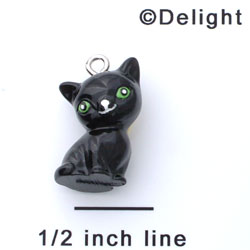 N1102+ tlf - Black Cat - 3-D Hand Painted Resin Charm (6 Charms per package) 