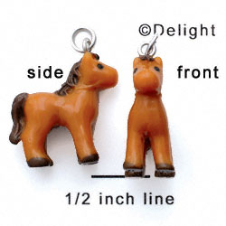 N1103+ tlf - Brown Pony - 3-D Hand Painted Resin Charm (6 per package)