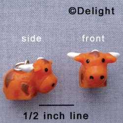 N1105+ tlf - Longhorn - 3-D Hand Painted Resin Charm (6 per package)