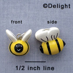 N1109+ tlf - Bumble Bee - 3-D Hand Painted Resin Charm (6 per package)