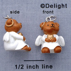 N1110+ tlf - Angel Bear - 3-D Hand Painted Resin Charm (6 per package)