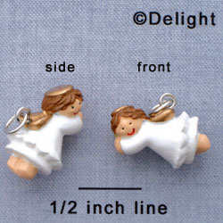 N1112+ tlf - Flying Angel - 3-D Hand Painted Resin Charm (6 per package)