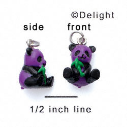 N1115+ tlf - Purple Panda Bear - 3-D Hand Painted Resin Charm (6 Charms per package) 